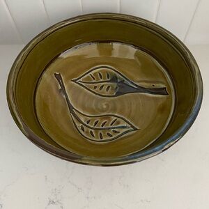 Handcrafted Olive Green Pottery Bowl